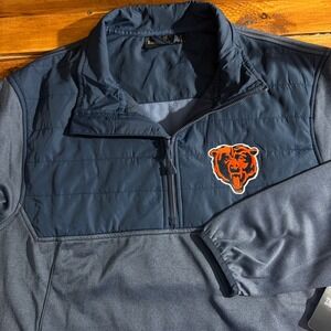 Chicago Bears 1/4 Zip Sweatshirt Jacket Men's Large Blue Dunbrooke Pullover NEW